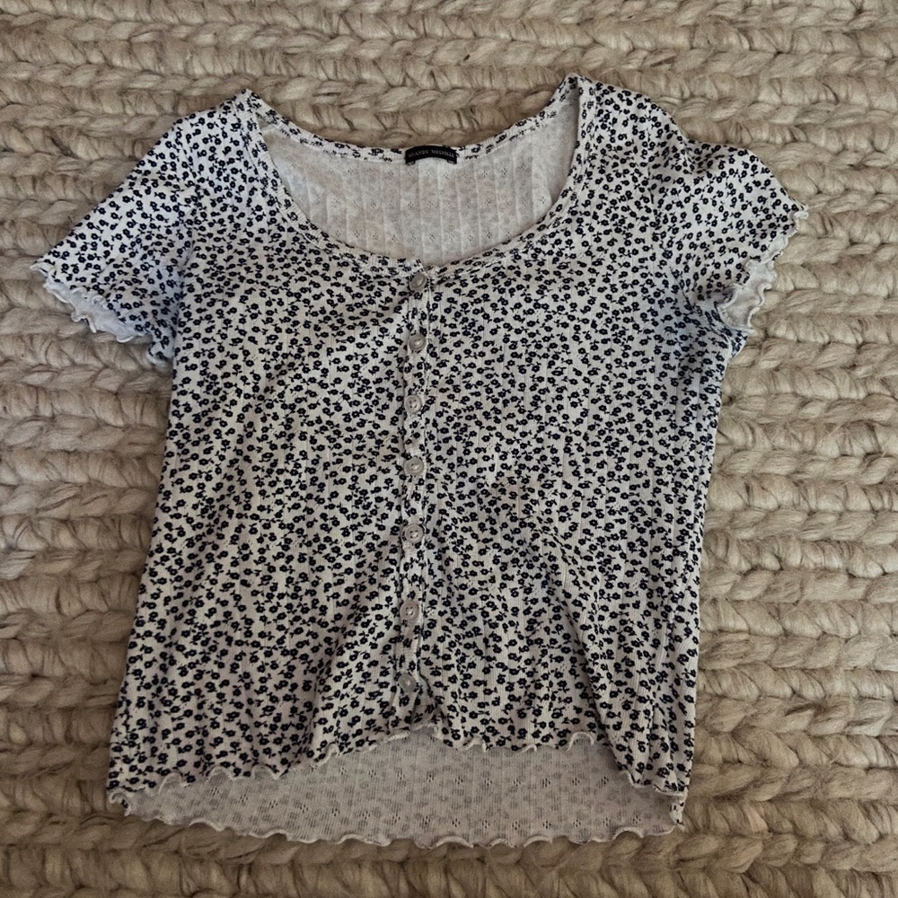 brandy melville blue floral zelly top